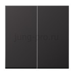 Выключатель двухклавишный проходной Jung Eco Profi (вкл/выкл с 2-х мест), 10А/250В черный матовый, JUNG