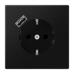 Розетка с заземлением + USB тип A, Jung 16А/250В черный матовый, Jung