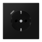 Розетка с заземлением + USB тип C, Jung 16А/250В черный матовый, Jung
