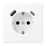 Розетка с заземлением + USB тип A+C, Jung 16А/250В белый матовый, Jung