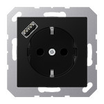 Розетка с заземлением + USB тип A, Jung 16А/250В черный матовый, Jung