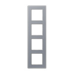 Рамка четверная, для горизон./вертик. монтажа сатиновая JUNG A VIVA, серое стекло, Jung